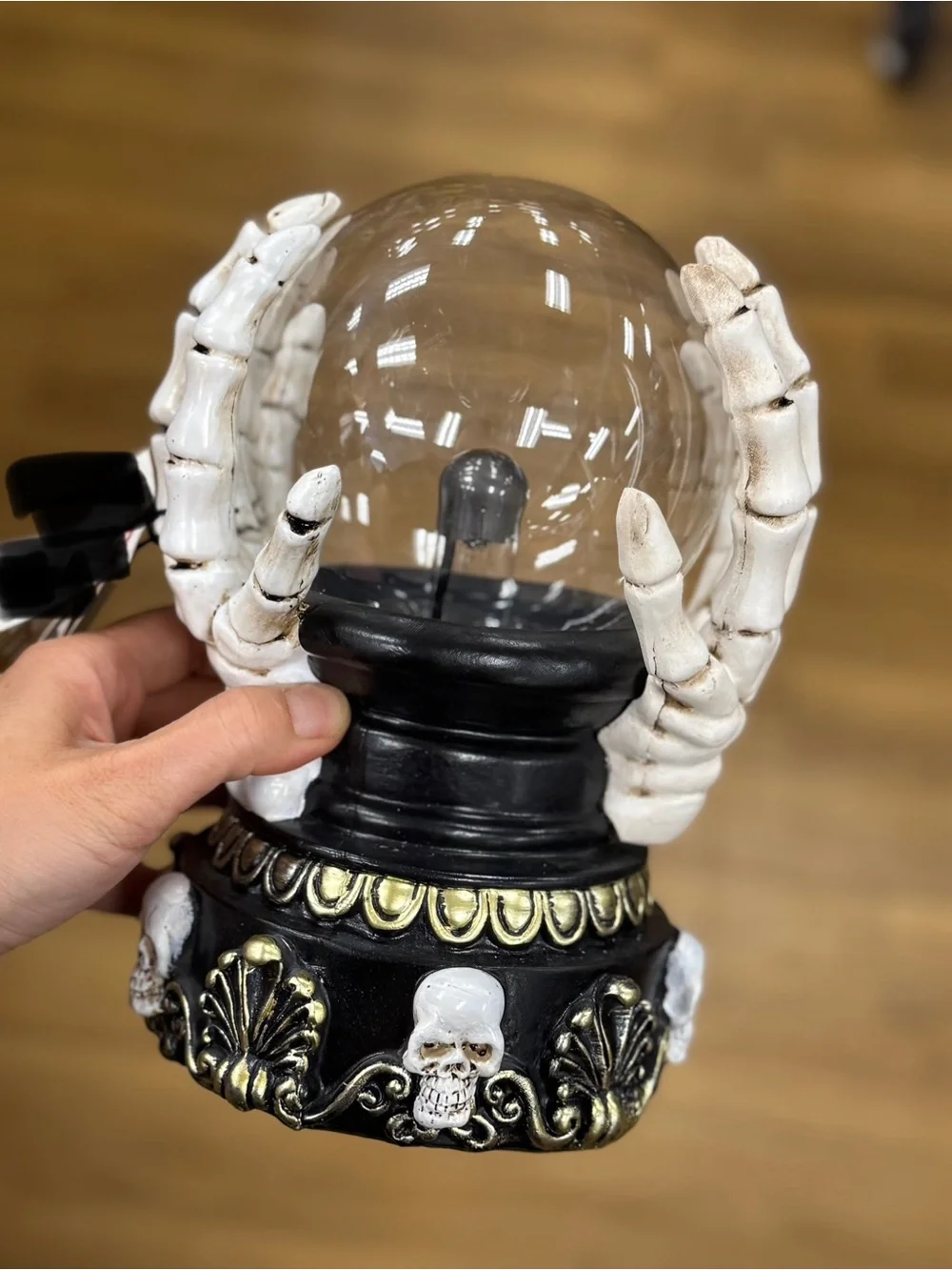 Skeleton Hand Crystal Ball Decorative Accent - Black and White